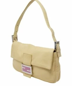 FENDI Beige Lambskin Leather Baguette (Authentic Pre-Owned) Women Shoulder Bags -Fendi Sales Store 1111002552 RLLZ 3