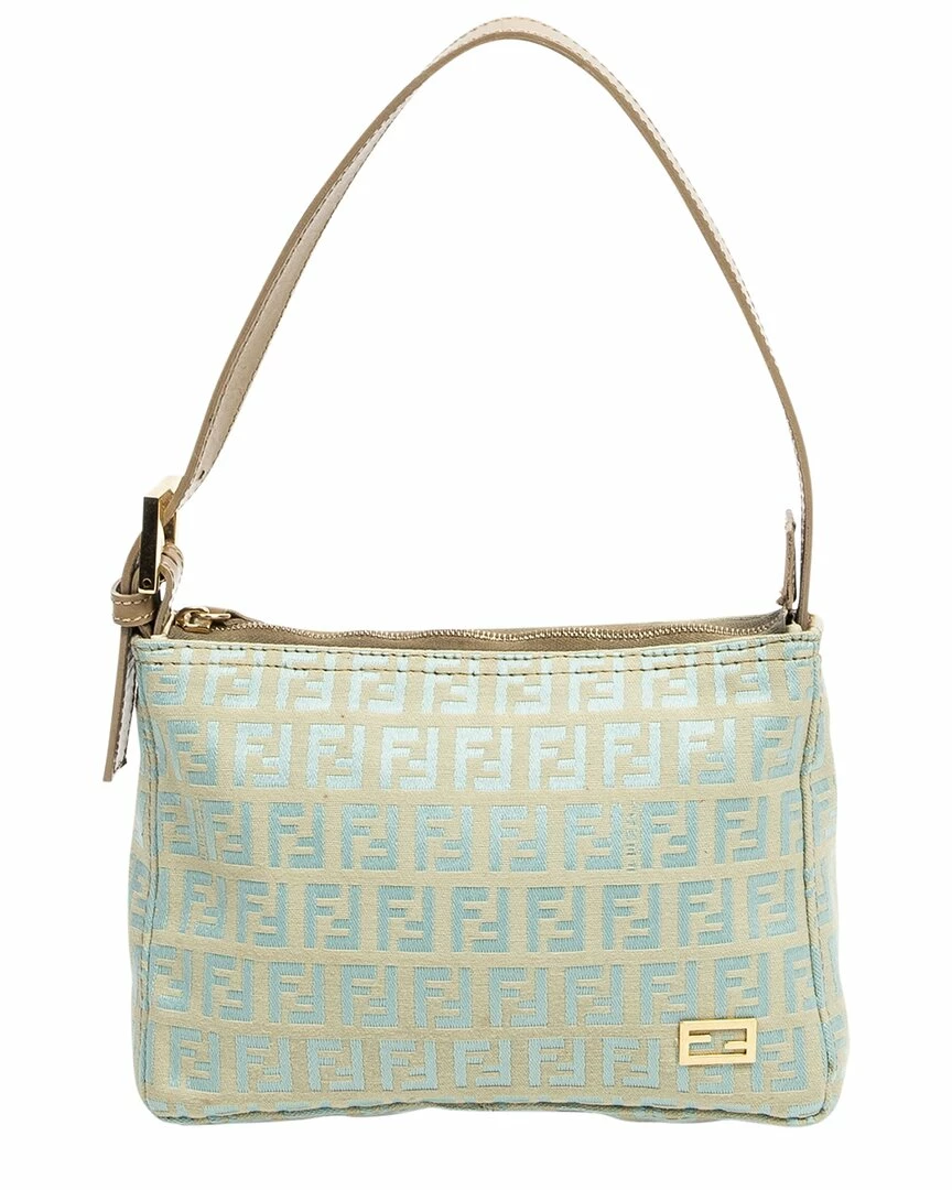 FENDI Light Blue Zucchino-Print Canvas Mini Shoulder Bag (Authentic Pre-Owned) Women Shoulder Bags 3 FENDI Light Blue Zucchino-Print Canvas Mini Shoulder Bag (Authentic Pre-Owned) Women Shoulder Bags