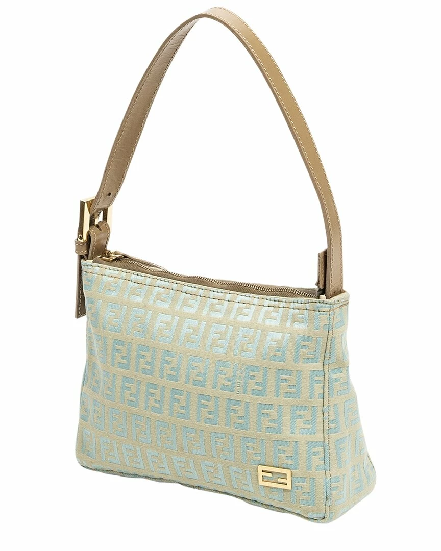 FENDI Light Blue Zucchino-Print Canvas Mini Shoulder Bag (Authentic Pre-Owned) Women Shoulder Bags 4 FENDI Light Blue Zucchino-Print Canvas Mini Shoulder Bag (Authentic Pre-Owned) Women Shoulder Bags - Image 2