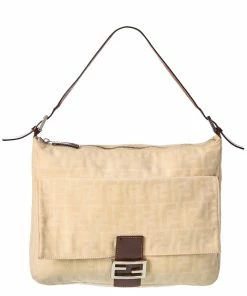 FENDI Brown Monogram Canvas Mamma Zucca Bag (Authentic Pre-Owned) Women Shoulder Bags