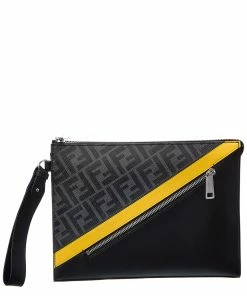 FENDI FF Canvas & Leather Pouch Men Bags & Backpacks