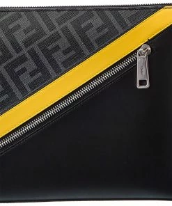 FENDI FF Canvas & Leather Pouch Men Bags & Backpacks -Fendi Sales Store 1111160343 RLLZ 3