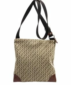 FENDI Beige Zucchino Wool Crossbody (Authentic Pre-Owned) Women Crossbody Bags