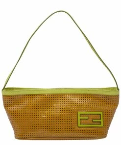 FENDI Limited Edition Orange Patent Leather Perforated Pochette (Authentic Pre-Owned) Women Shoulder Bags -Fendi Sales Store 1111181587 RLLZ 3