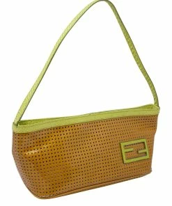 FENDI Limited Edition Orange Patent Leather Perforated Pochette (Authentic Pre-Owned) Women Shoulder Bags -Fendi Sales Store 1111181587 RLLZ 5