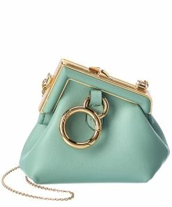 FENDI Nano First Charm Leather Clutch Women Clutches