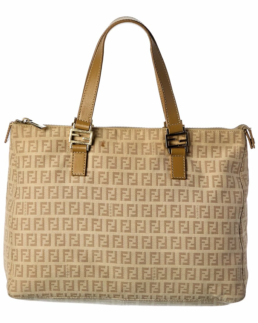 FENDI Beige Zucchino-Print Canvas Bag (Authentic Pre-Owned) Women Shoulder Bags 3 FENDI Beige Zucchino-Print Canvas Bag (Authentic Pre-Owned) Women Shoulder Bags