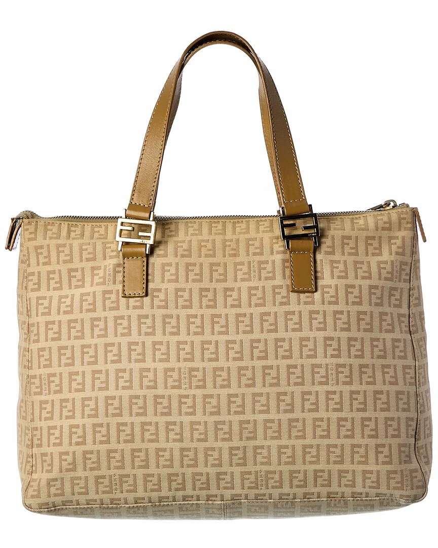 FENDI Beige Zucchino-Print Canvas Bag (Authentic Pre-Owned) Women Shoulder Bags 4 FENDI Beige Zucchino-Print Canvas Bag (Authentic Pre-Owned) Women Shoulder Bags - Image 2