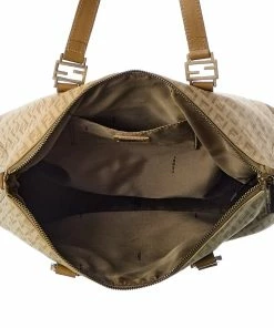 FENDI Beige Zucchino-Print Canvas Bag (Authentic Pre-Owned) Women Shoulder Bags 11 FENDI Beige Zucchino-Print Canvas Bag (Authentic Pre-Owned) Women Shoulder Bags -Fendi Sales Store 1111243494 RLLZ 4