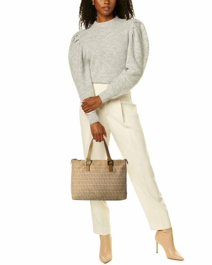 FENDI Beige Zucchino-Print Canvas Bag (Authentic Pre-Owned) Women Shoulder Bags 7 FENDI Beige Zucchino-Print Canvas Bag (Authentic Pre-Owned) Women Shoulder Bags - Image 5