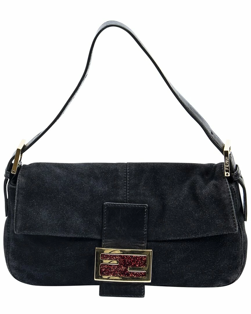 FENDI Black Suede Baguette (Authentic Pre-Owned) Women Shoulder Bags 3 FENDI Black Suede Baguette (Authentic Pre-Owned) Women Shoulder Bags