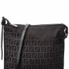 FENDI Black Zucchino-Print Canvas Flat Messenger Bag (Authentic Pre-Owned) Women Shoulder Bags -Fendi Sales Store 1111256368 RLLZ 1