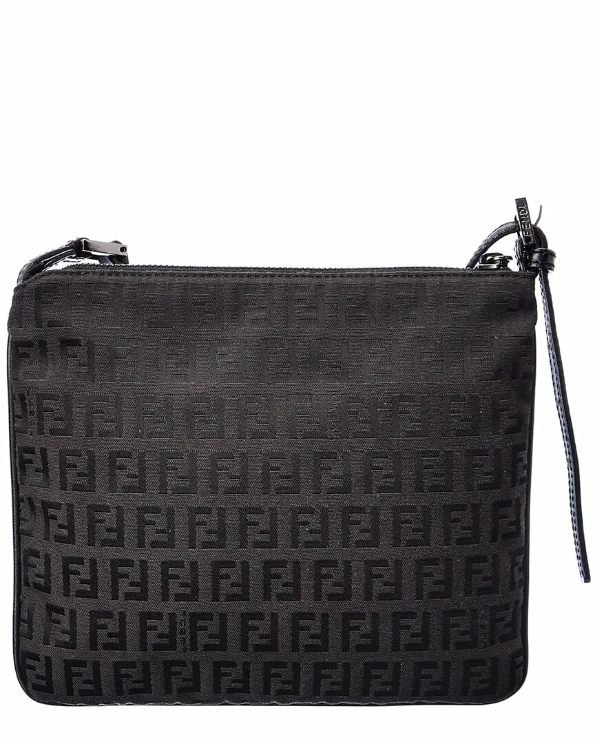 FENDI Black Zucchino-Print Canvas Flat Messenger Bag (Authentic Pre-Owned) Women Shoulder Bags 4 FENDI Black Zucchino-Print Canvas Flat Messenger Bag (Authentic Pre-Owned) Women Shoulder Bags - Image 2