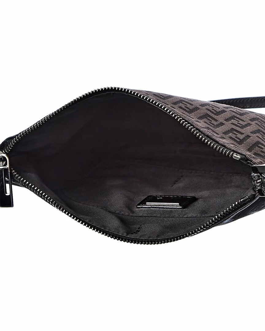 FENDI Black Zucchino-Print Canvas Flat Messenger Bag (Authentic Pre-Owned) Women Shoulder Bags 6 FENDI Black Zucchino-Print Canvas Flat Messenger Bag (Authentic Pre-Owned) Women Shoulder Bags - Image 4