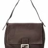 FENDI Brown Grained Leather Selleria Mama Baguette (Authentic Pre-Owned) Women Shoulder Bags -Fendi Sales Store 1111256385 RLLZ 1