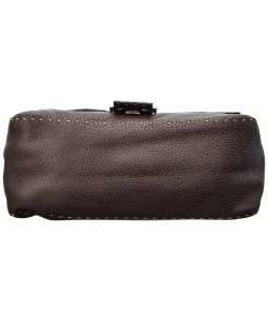 FENDI Brown Grained Leather Selleria Mama Baguette (Authentic Pre-Owned) Women Shoulder Bags -Fendi Sales Store 1111256385 RLLZ 3