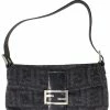 FENDI Grey Zucca-Print Wool Baguette (Authentic Pre-Owned) Women Shoulder Bags -Fendi Sales Store 1111274655 RLLZ 1