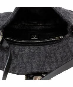 FENDI Grey Zucca-Print Wool Baguette (Authentic Pre-Owned) Women Shoulder Bags -Fendi Sales Store 1111274655 RLLZ 4