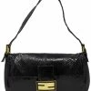 FENDI Limited Edition Black Snakeskin Baguette (Authentic Pre-Owned) Women Shoulder Bags