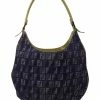 FENDI Blue Zucchino-Print Canvas Shoulder Hobo Bag (Authentic Pre-Owned) Women Shoulder Bags