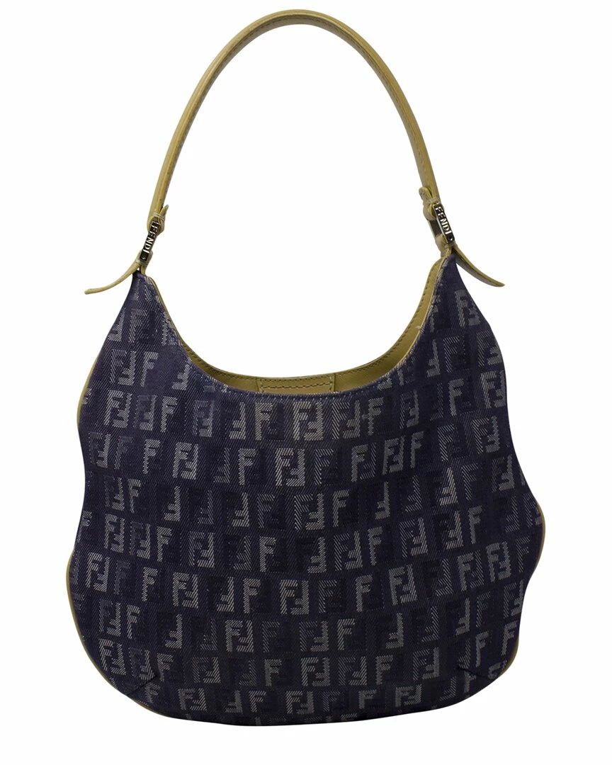 FENDI Blue Zucchino-Print Canvas Shoulder Hobo Bag (Authentic Pre-Owned) Women Shoulder Bags 4 FENDI Blue Zucchino-Print Canvas Shoulder Hobo Bag (Authentic Pre-Owned) Women Shoulder Bags - Image 2