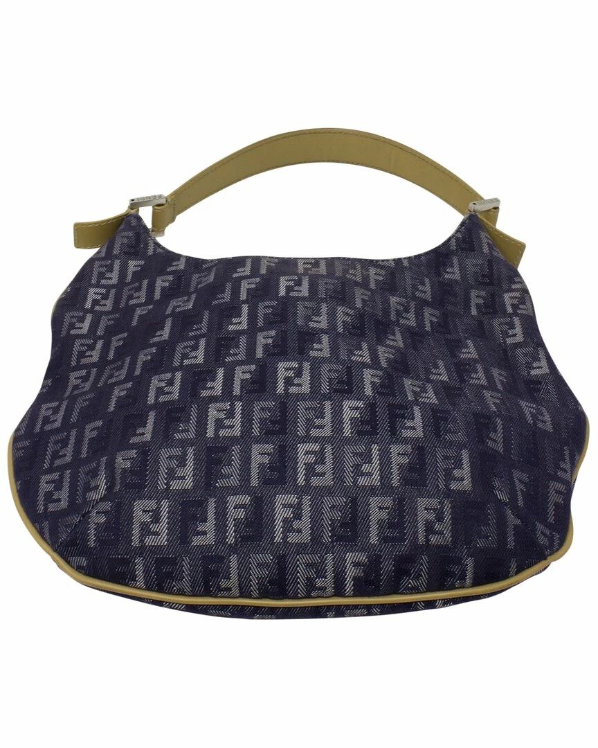 FENDI Blue Zucchino-Print Canvas Shoulder Hobo Bag (Authentic Pre-Owned) Women Shoulder Bags 5 FENDI Blue Zucchino-Print Canvas Shoulder Hobo Bag (Authentic Pre-Owned) Women Shoulder Bags - Image 3