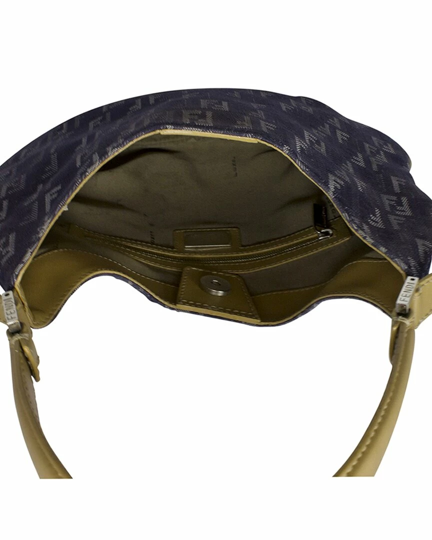 FENDI Blue Zucchino-Print Canvas Shoulder Hobo Bag (Authentic Pre-Owned) Women Shoulder Bags 6 FENDI Blue Zucchino-Print Canvas Shoulder Hobo Bag (Authentic Pre-Owned) Women Shoulder Bags - Image 4