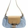 FENDI Light Blue Zucchino-Print Canvas Flap Bag (Authentic Pre-Owned) Women Shoulder Bags -Fendi Sales Store 1111371892 RLLZ 1