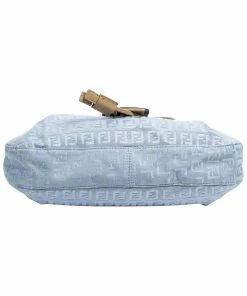 FENDI Light Blue Zucchino-Print Canvas Flap Bag (Authentic Pre-Owned) Women Shoulder Bags 10 FENDI Light Blue Zucchino-Print Canvas Flap Bag (Authentic Pre-Owned) Women Shoulder Bags -Fendi Sales Store 1111371892 RLLZ 3