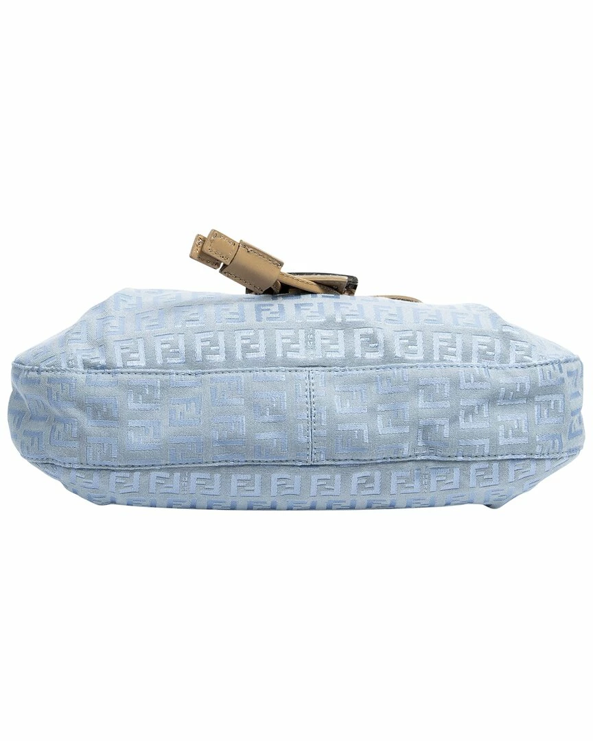 FENDI Light Blue Zucchino-Print Canvas Flap Bag (Authentic Pre-Owned) Women Shoulder Bags 5 FENDI Light Blue Zucchino-Print Canvas Flap Bag (Authentic Pre-Owned) Women Shoulder Bags - Image 3