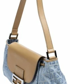 FENDI Light Blue Zucchino-Print Canvas Flap Bag (Authentic Pre-Owned) Women Shoulder Bags 12 FENDI Light Blue Zucchino-Print Canvas Flap Bag (Authentic Pre-Owned) Women Shoulder Bags -Fendi Sales Store 1111371892 RLLZ 5