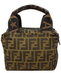FENDI Brown Nylon Mini Top Handle Bag (Authentic Pre-Owned) Women Shoulder Bags