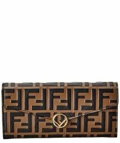 FENDI FF Leather Continental Wallet Women Wallets & Card Cases