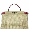 FENDI Limited Edition Tan Raffia Straw Peekaboo Bag (Authentic Pre-Owned) Women Shoulder Bags