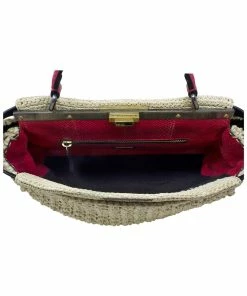 FENDI Limited Edition Tan Raffia Straw Peekaboo Bag (Authentic Pre-Owned) Women Shoulder Bags -Fendi Sales Store 1111407764 RLLZ 4