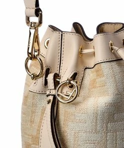 FENDI Mini FF Tapestry & Leather Bucket Bag Women Bucket Bags -Fendi Sales Store 1111439023 RLLZ 3