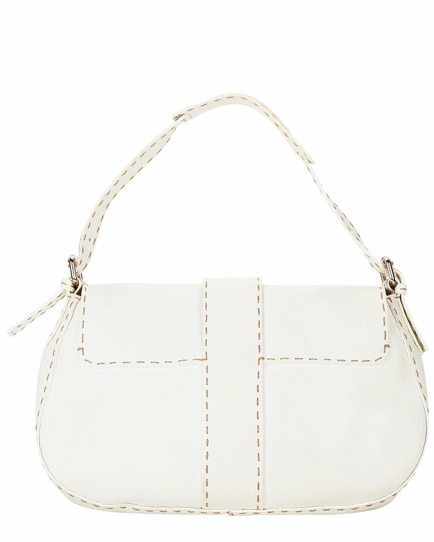 FENDI White Selleria Leather Logo Plate Shoulder Bag (Authentic Pre-Owned) Women Shoulder Bags 5 FENDI White Selleria Leather Logo Plate Shoulder Bag (Authentic Pre-Owned) Women Shoulder Bags - Image 3