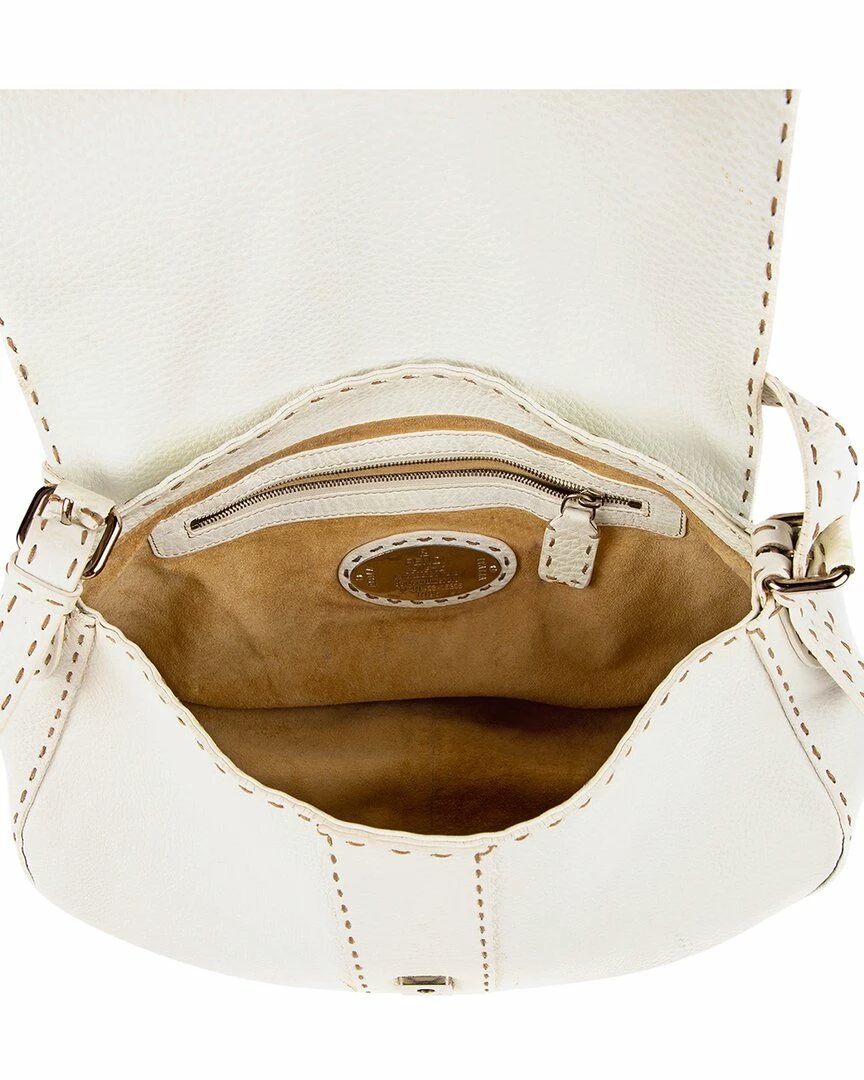 FENDI White Selleria Leather Logo Plate Shoulder Bag (Authentic Pre-Owned) Women Shoulder Bags 6 FENDI White Selleria Leather Logo Plate Shoulder Bag (Authentic Pre-Owned) Women Shoulder Bags - Image 4