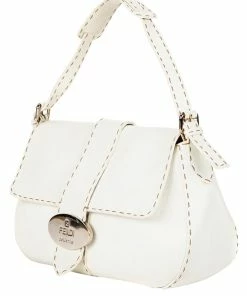 FENDI White Selleria Leather Logo Plate Shoulder Bag (Authentic Pre-Owned) Women Shoulder Bags 12 FENDI White Selleria Leather Logo Plate Shoulder Bag (Authentic Pre-Owned) Women Shoulder Bags -Fendi Sales Store 1111464066 RLLZ 5
