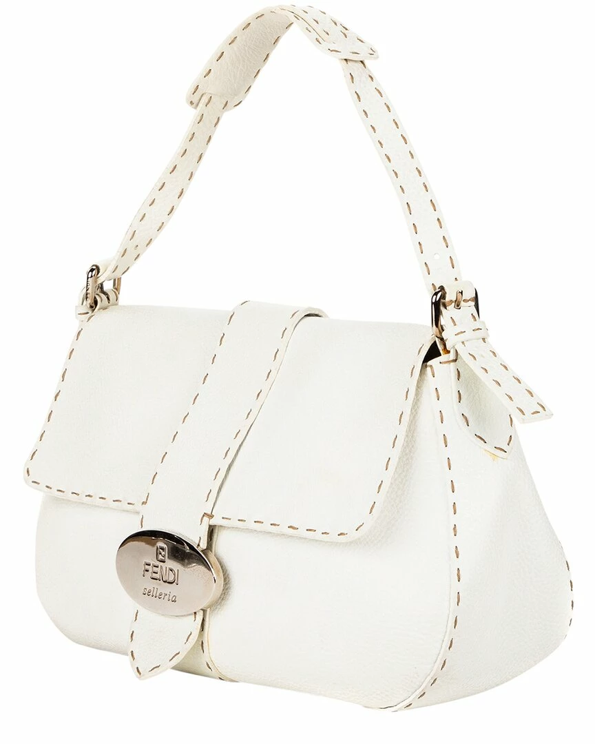 FENDI White Selleria Leather Logo Plate Shoulder Bag (Authentic Pre-Owned) Women Shoulder Bags 7 FENDI White Selleria Leather Logo Plate Shoulder Bag (Authentic Pre-Owned) Women Shoulder Bags - Image 5