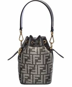 FENDI Mon Tresor Mini FF Tapestry & Leather Bucket Bag Women Bucket Bags -Fendi Sales Store 1111475171 RLLZ 2