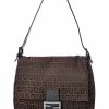 FENDI Brown Zucchino-Print Canvas Mamma Baguette (Authentic Pre-Owned) Women Shoulder Bags