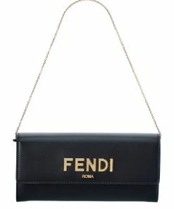 FENDI FF Leather Continental Wallet On Chain Women Wallets & Card Cases