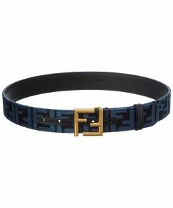 FENDI FF Logo Buckle Leather-Trim Belt Women Belts