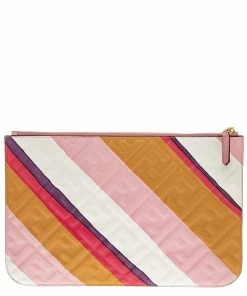 FENDI Large Flat FF Embossed Leather Pouch Women Wallets & Card Cases -Fendi Sales Store 1111507513 RLLZ 2