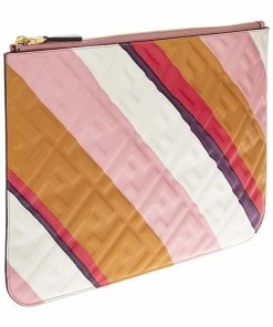 FENDI Large Flat FF Embossed Leather Pouch Women Wallets & Card Cases -Fendi Sales Store 1111507513 RLLZ 3