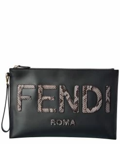 FENDI Large Leather Pouch Women Wallets & Card Cases
