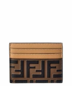 FENDI FF Leather Card Holder Women Wallets & Card Cases