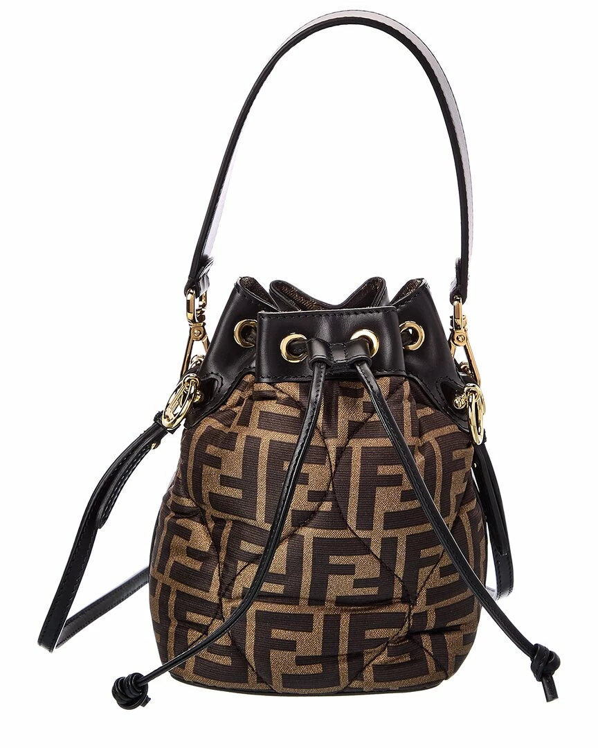 FENDI Mon Tresor Mini FF & Leather Bucket Bag Women Bucket Bags 2 FENDI Mon Tresor Mini FF & Leather Bucket Bag Women Bucket Bags