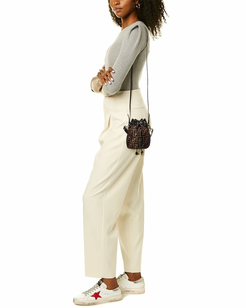 FENDI Mon Tresor Mini FF & Leather Bucket Bag Women Bucket Bags 5 FENDI Mon Tresor Mini FF & Leather Bucket Bag Women Bucket Bags - Image 4